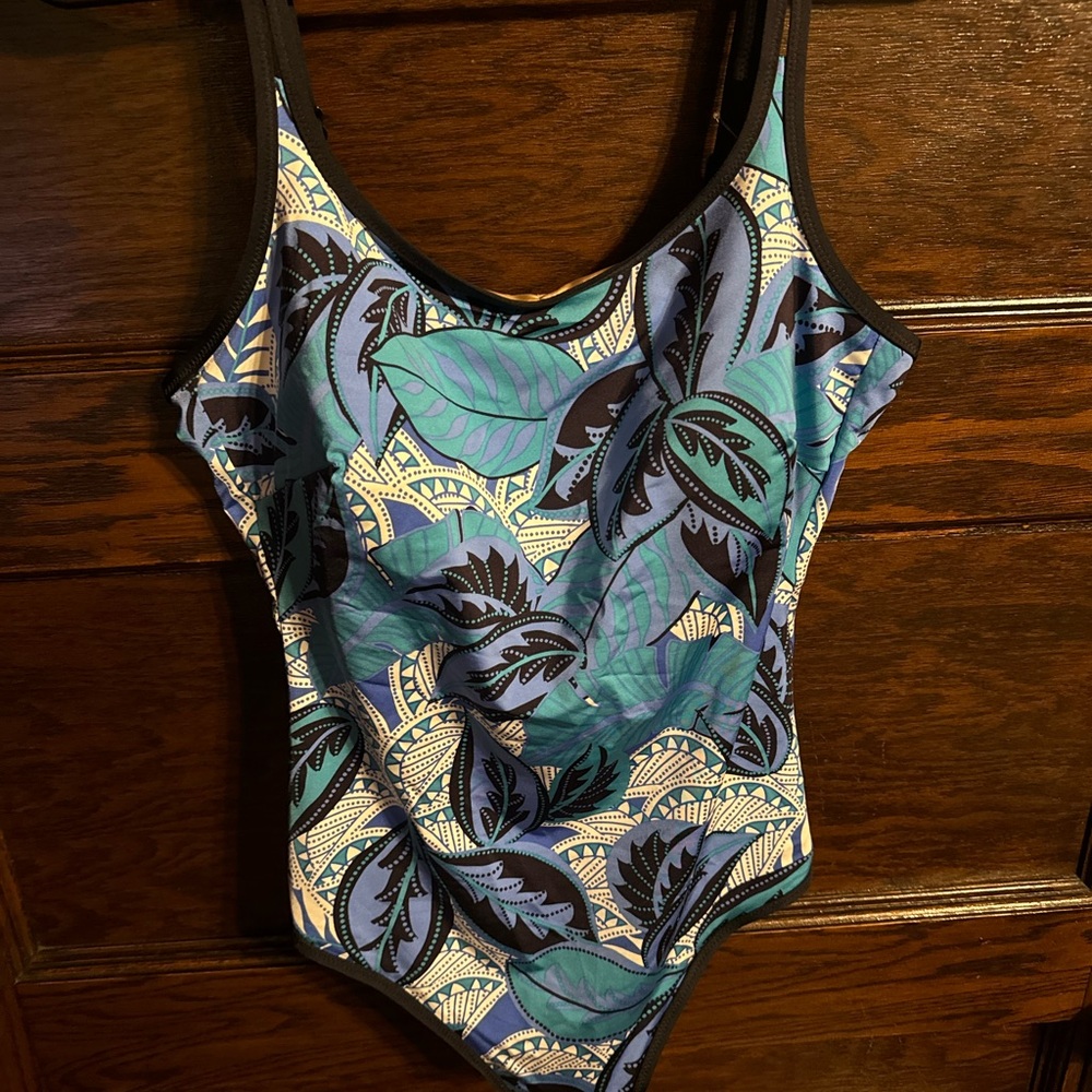 Anita Blue and Gray Patterned Swimsuit, NWT, Size 14